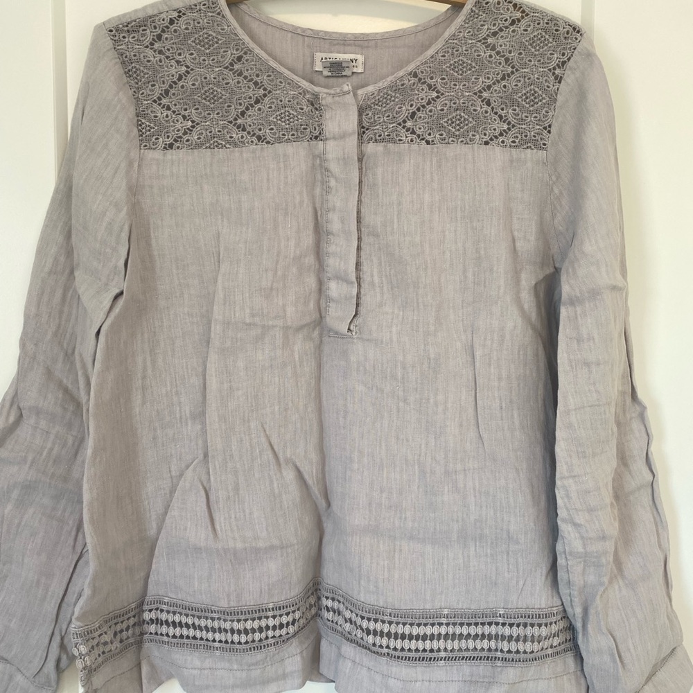 100% Linen Embroidered Women's Top